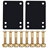 YS Sport Longboard Skateboard 1/8' Riser Pads and 8 Pcs 1 inch Hardware Mounting Screws Nuts (Gold)