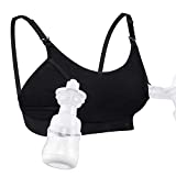 Hands Free Pumping Bra, Momcozy Adjustable Breast-Pumps Holding and Nursing Bra, Suitable for Breastfeeding-Pumps by Lansinoh, Philips Avent, Spectra, Evenflo and More(Black, Large)