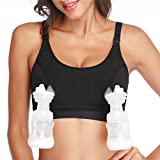 Lupantte Hands Free Pumping Bra, Comfortable Breast Pump Bra with Pads, Adjustable Nursing Bra for Pumping .Fit Most Breast Pumps Like Spectra, Lansinoh, Philips Avent etc. (Medium, Black)