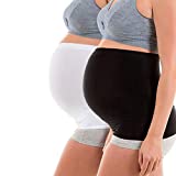 Womens Maternity Belly Band for Pregnancy Non-slip Silicone Stretch Pregnancy Support Belly Belt Bands (Black+White, L)
