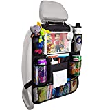 Car Back Seat Organizer Foldable Car Storage Organizer Car Seat Back Protectors with Hole for USB/Headphone/Charging Kick Mats Back Seat Protector with Touch Screen Tablet Holder Tissue Box