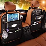 PU Leather Car Seat Back Organizer 2Pack Car Seat Protector Travel Accessories Car Organizer Seat Protector Kick mats Back seat Protector and Cup Holder Travel Accessories
