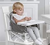 Regalo My Chair 2-in-1 Portable Travel Booster Seat & Activity Chair, Bonus Kit Includes, Oversized Removable Tray with Cup Holder, Grey