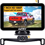 Wireless Backup Camera for Truck Car HD 1080P Bluetooth Rear View Mirror Camera Kit with 7 Inch Monitor Support Add 2nd Trailers Cameras/License Plate Cameras, Digital Stable Signal - AMTIFO W70