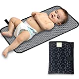 Portable Diaper Changing Pad - Waterproof Foldable Baby Changing Mat - Travel Diaper Change Mat - Lightweight Changing Pads for Baby - Baby Changer - Machine Washable - Small Changing Pad (Black Geo)