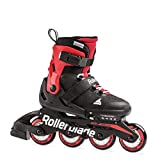 Rollerblade Microblade Boy's Adjustable Fitness Inline Skate, Black and Red, Junior, Youth Performance Inline Skates , Black/Red, Size Kids 2 - 5