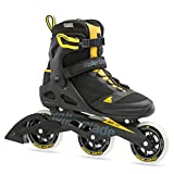 Rollerblade Macroblade 100 3WD Mens Adult Fitness Inline Skate, Black and Saffron Yellow, Performance Inline Skates, 10.5