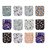 KaWaii Baby Bamboo Charcoal One Size Pocket Cloth Diaper Shells, Less Odor & Stains, Waterproof, Adjustable to Fit Newborn to Toddler - Pack of 12
