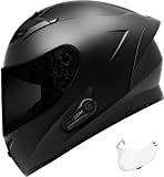 GDM Venom Motorcycle Helmet with GDM HYPERSONIC Bluetooth Intercom Matte Black (Tinted & Clear Shields, Medium)