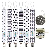 Babygoal Pacifier Clips for Boys, 6 Pack Pacifier Holder for Baby Boys and Girls Fits Most Pacifier Styles & Baby Teething Toys and Baby Gift 6PBM05-HZ