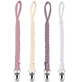 Pacifier Clip Holder for Boy and Girl Unisex Design Universal Handmade Braided Rope Paci Clip Easy to Use 4 Pack(Purple)