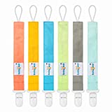 Babygoal Neutral Pacifier Clips, 6 Pack Pacifier Holder for Boys and Girls Fits Most Pacifier Styles & Baby Teething Toys and Baby Gift 6PS10