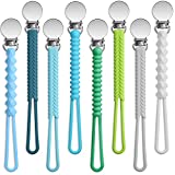 Nuanchu 8 Pieces Silicone Pacifier Clips Baby Pacifier Clip Holder Cute Braid Pacifier Strap with Clip for Baby Girl Boy Keeping Baby Pacifiers, Teethers and Small Toys in Place (Fresh Colors)