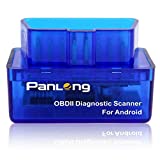 Panlong Bluetooth OBD2 OBDII Car Diagnostic Scanner Code Reader Check Engine Light for Android - Compatible with Torque Pro