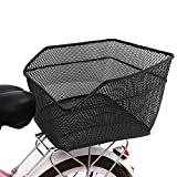 Lixada Rear Bike Basket Large Capacity Rear Bicycle Cargo Rack Mount Metal Wire Bike Storage Basket with Waterproof Rainproof Cover Black…