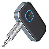 COMSOON [Upgraded] Bluetooth AUX Adapter for Car, Noise Cancelling Bluetooth 5.0 Music Receiver for Home Stereo/Wired Headphones/Hands-Free Calls, 16H Battery Life, Dual Connect-Black+Gray