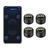 LEEPEE Bluetooth 5.0 Tire Pressure Monitoring System, 5 Alarm Modes, with 4 External Sensors TPMS, Support iOS and Android, Real-time Displays Pressure and Temperature (0.1-6.4Bar)
