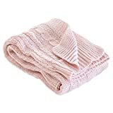 Burt's Bees Baby - Cable Knit Blanket, Baby Nursery & Stroller Blanket, 100% Organic Cotton, 30' x 40' (Blossom Pink)