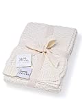 Sweet Acorn Organic Cotton Baby Blanket, Knitted Yarn (Salt White)