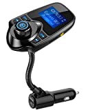 Nulaxy Wireless in-Car Bluetooth FM Transmitter Radio Adapter Car Kit W 1.44 Inch Display Supports TF/SD Card and USB Car Charger for All Smartphones Audio Players-KM18