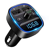 LENCENT FM Transmitter, Upgraded (2021 Version) 2022 Bluetooth FM Transmitter Wireless Radio Adapter Car Kit with Dual USB Charging Car Charger MP3 Player Support TF Card & USB Disk