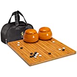 Yellow Mountain Imports Bamboo 0.8-Inch Reversible 19x19 / 13x13 Go Game Set Board with Double Convex Korean Hardened Glass Paduk Go Stones and Jujube Bowls