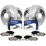 Detroit Axle - 4x4 6-Lug Front & Rear Drilled Slotted Rotors + Ceramic Brake Pads Replacement for Ford F-150 Lincoln Mark LT - 8pc Set