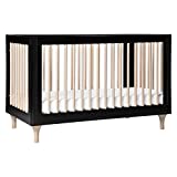 Babyletto Lolly 3-in-1 Convertible Crib with Toddler Bed Conversion Kit in Black and Washed Natural, Greenguard Gold Certified