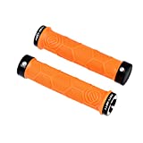 FIFTY-FIFTY Double Lock-On Mountain Bike Grips, Bicycle Handlebar Locking Grips, Non-Slip MTB Handle Grips (Orange)