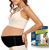Pregnancy Belly Band Maternity Belt Back Support Abdominal Binder Back Brace - Relieve Back, Pelvic, Hip Pain for Pregnancy Recovery(Black,One Size)