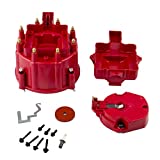 Big Autoparts HEI Distributor Cap Male Distributor Cap Rotor Kit Fit for CHEVY FORD Compatible with K549 SBC 283 305 307 327 350 400 BBC 454 396 427,Red