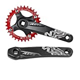 LINGQUE Mountain Bike Square Taper Crankset, 170mm MTB Crankset with 104 BCD Narrow Wide Tooth Chainring,Replacement for Bicycle Crank Arm Set, Red, Round-32T