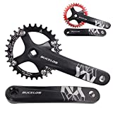 BUCKLOS 【US Stock】 MTB 170mm Square Taper Crankset, 104 BCD Mountain Bike Narrow Wide Tooth Chainring 32/34/36/38/40/42T, Single Speed Round/Oval Chainring and Crank, fit Shimano, SRAM, FSA