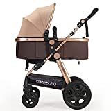 Infant Baby Stroller for Newborn and Toddler - Cynebaby Convertible Bassinet Stroller Compact Single Baby Carriage Toddler Seat Stroller Luxury Pram Stroller add Cup Holder Footmuff and Stroller Tray