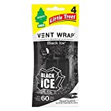 LITTLE TREES Car Air Freshener | Vent Wrap Provides Long-Lasting Scent, Slip on Vent Blade | Black Ice, 4 Packs (4 Count)