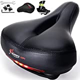 Giddy Up! Bike Seat - Compatible with Peloton Exercise and Road Bicycle - Wide Waterproof Comfortable Bike Saddle with LED - Replacement Universal Indoor Outdoor Memory Foam Men Women