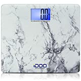 iDOO Bathroom Scale, Highly Accurate Smart Digital Body Weight Scale with Large LED Backlit Display, Marble and Round Corner Design, Measures Weight up to 440 Pounds, Batteries Included