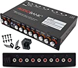 Audiobank EQ7 1/2 Din 7 Band Car Audio Equalizer EQ w/Front, Rear/Frequency Adjustable /3 RCA Input for Portable Devices + Subwoofer Output Built-in 43-120Hz, 60-200Hz