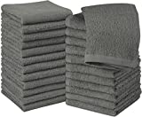 Utopia Towels Cotton Grey Washcloths Set - Pack of 24 - 100% Ring Spun Cotton, Premium Quality Flannel Face Cloths, Highly Absorbent and Soft Feel Fingertip Towels