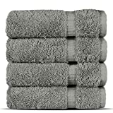 Chakir Turkish Linens Hotel & Spa Quality, Highly Absorbent 100% Cotton Turkish Washcloths (4 Pack, Gray)