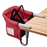 VEEYOO Hook On High Chair - Compact Fold Clip On High Chair for Baby Toddler, Portable Baby High Chairs for Travel or Restaurants (Red)