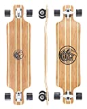 White Wave Bamboo Longboard Skateboard. Drop Deck Long Board for Cruising, Carving and Freestyle Fun. Great Board for Beginner, Intermediate, or Advanced Riders (Warrior)