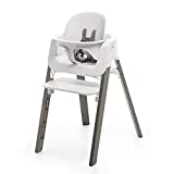 Stokke Steps High Chair - Hazy Grey Legs & White Seat - 5-in-1 Seat System - Includes Baby Set - Suits Babies 6-36 Months - Chair Holds Up to 187 lbs. - Tool Free & Adjustable