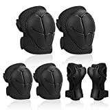 Kids Knee Pads Elbow Pads Ages 3-7 Toddler and 6-12 Boys Girls, 6 in 1 Protective Gear Safety Set with Wrist Guard for Skating Cycling Scooter Bike Ski Skateboard Riding Sports (Black, Small)