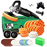 BATOCA Buffer Polisher - Rotary Car Polisher - Wax Machine, Car Detailing Kit, 7 Inch 180mm/1200W, 6 Variable Speeds Up to 3000 RPM with Foam Pads, Wool Pads for Car Buffers and Polishers