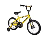 Dynacraft Magna Kids Bike Boys 16 Inch Wheels with Training Wheels in Yellow for Ages 4 Years and Up