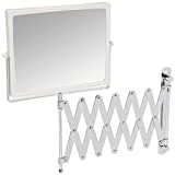 Jerdon J2020C 8.3-Inch Two-Sided Swivel Wall Mount Mirror with 5x Magnification, 30-Inch Extension, Chrome and White Finish