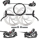 JFOYH 4-Piston MTB Hydraulic Brake Set with 160mm Floating Disc Rotors, Front and Rear Hydraulic Disc Brake Kit for MTB(Pre-Bled, Left-Rear/Right-Front)