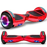 Newest Generation Electric Hoverboard Dual Motors Two Wheels Hoover Board Smart Self Balancing Scooter with Built-in Bluetooth Speaker LED Lights For Adults Kids Gift (Chrome Red)