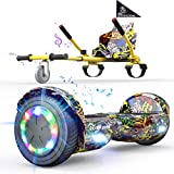 EVERCROSS Hoverboard, Hoverboard for Adults, Hoverboard with Seat Attachment, 6.5' Hover Board Self Balancing Scooter with Bluetooth Speaker & LED Lights, Suit for Adults and Kids (Yellow)